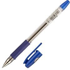 Ручка шариковая Pilot, синяя, 0,7 мм, синяя, металлический наконечник, резиновый грип, пластиковый корпус