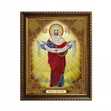 Алмазная мозаика Alingar, на подрамнике, с частичным заполнением, (блест.), 27х33 см, 7 цветов, "Икона Покров Пресвятой Богородицы"