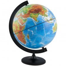 Глобус физический-политический, Глобусный мир, d=250 мм, рельефный, с подсветкой, 220 V, на круглой подставке