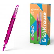 Текстовыделитель, розовый, Erich Krause, "Visioline V-16 Zoom Neon", корпус  пластик  круглый, двухсторонний, пулевидный 0,5 мм, скошенный, 4,5 мм