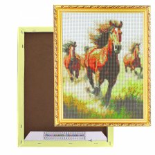 Алмазная мозаика Alingar, на подрамнике,  дизайн рамка, 30х40 см, "Лошади"