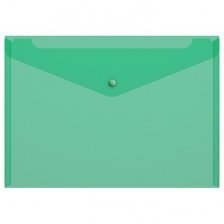 Папка-конверт на кнопке Канцфайл, A4, 180 мкм зеленая, "New Design"