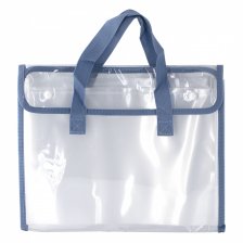 Папка-картотека с ручками Alingar, A4, 260х330 мм, 470 мкм, горизонтальная, на кнопках, 13 отделений, прозрачная, глянец, синий цвет