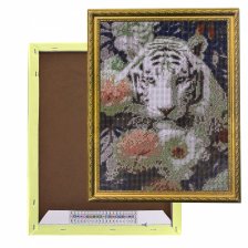 Алмазная мозаика Alingar, на подрамнике,  дизайн рамка, 30х40 см, "Белый тигр"