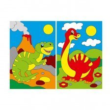 Картина по номерам Рыжий кот, 10,2х15,2 см, холст-мини, "Веселые динозавры"