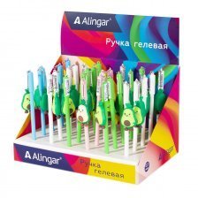Ручка гелевая Alingar "Авокадо", 0,5 мм, синяя, игольчатый наконечник, круглый цветной пластиковый корпус, картонная упаковка