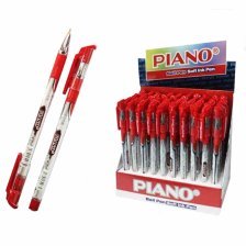 Ручка шариковая "PIANO", 0,7 мм, красная, игольчатый наконечник, резиновый грип, круглый, матовый, пластиковый корпус, картонная упаковка