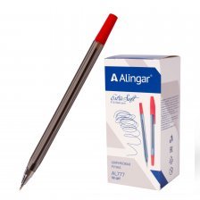 Ручка шариковая Alingar "Extra Soft", 0,7 мм, красная, игольчатый, металлизированный наконечник, грип, шестигранный, прозрачный, пластиковый корпус