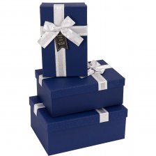Набор подарочных прямоугольных  коробок 3 в1 Миленд, 16*27*9 - 12*19*6 см, "Синева"