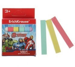 Набор асфальтных цветных мелков Erich Krause, 6 цветов, квадратный, картонная упаковка, "Мстители"