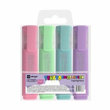 Набор текстовыделителей, 4 цвета, пастель, Alingar, "HIGHlighter", прямоугольный корпус, скошенный, пенал ПВХ, европодвес