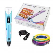 Ручка 3D Myriwell RP100B, пластик ABS/PLA - 3 цвета, голубая, картонная упаковка