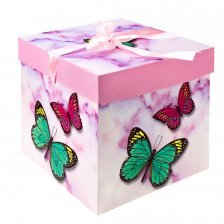 Подарочная коробка Миленд, 22*22*22 см, "Бабочки", с лентой, складная