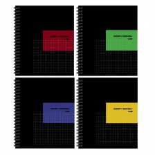 Тетрадь А5 48л., клетка, Alingar, гребень, блок офсет, мелованный картон (стандарт), "Black style", 4 дизайна в пленке т/у