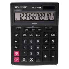 Калькулятор SKAINER 12 разрядов, 155*205*35 мм, черный, "SK-555BK"