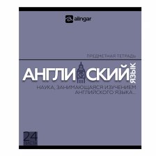 Тетрадь предметная  24л. А5 "Английский  язык "  со справочным материалом, скрепка, мелованный картон (стандарт), блок офсет, Alingar "Классика"