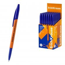 Ручка шариковая Erich Krause "Slender Stick Orange", 0,7 мм, синяя, игольч. након., пластик. кругл. непрозр. корпус оранжевого цвета, картон. упаковка