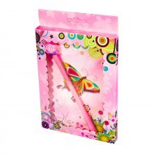Подарочный блокнот в футляре, 13 см * 18 см, гребень, Alingar, ламинация, ручка, линия, 50 л., "Яркая бабочка", розовый