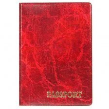 Обложка для паспорта, "Элит", красный, тисн. золото "PASSPORT", без уголков