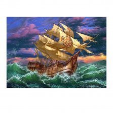 Картина по номерам Рыжий кот, 30х40 см, с акриловыми красками, холст, "Корабль в бушующем море"