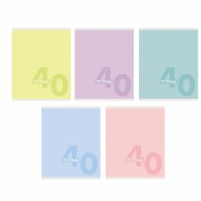 Тетрадь 40л., А5, клетка, Канц-Эксмо "Однотонная серия", скрепка, мелованный картон, 5 дизайнов