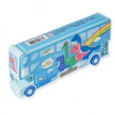 Пенал, 2 отделения, автобус Alingar, пластик, точилка, 85 х 210 мм, "Динозавр" голубой