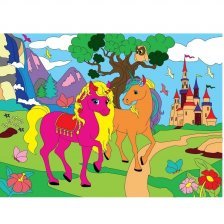 Картина по номерам Рыжий кот, 30х40 см, с акриловыми красками, холст, "Сказочные лошади"
