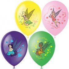 Воздушные шары М12"/30 см Пастель+Декоратор (шелк) 1 ст.4 цв. рис "Дисней Феи" 25 шт.  шар латекс