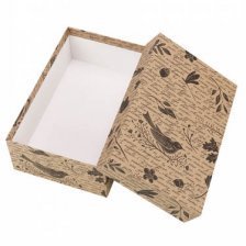 Подарочная крафт - коробка Миленд, 17*11*6 см, "Птички", прямоугольная