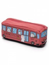 Пенал-косметичка автобус Alingar, ткань, молния, 80 х 180 мм, "Cat bus", розовый