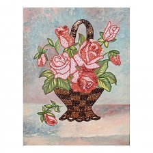 Мозайка из пайеток на холсте, 30х40 см, Волшебная мастерская "Букет роз"
