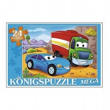 Пазл мега 24 элемента,РЫЖИЙ КОТ, "Весёлый транспорт" Koningspuzzle
