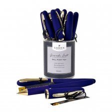 Ручка масляная LOREX "Grande Soft ", 0,7 мм, металлизированный наконечник, синяя, круглый, цветной, прорезин. корпус