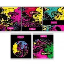Тетрадь 96л., А5, клетка, Проф-Пресс "Яркие краски", скрепка, мелованный картон, 5 дизайнов