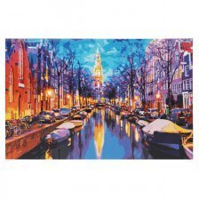 Картина по номерам Рыжий кот, 30х40 см, с акриловыми красками, холст, "Красивый голландский канал"