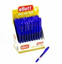 Ручка шариковая на масляной основе,  0,7 мм, синяя, резиновый грип,  круглый, тонированный, пластиковый корпус, картонная упаковка