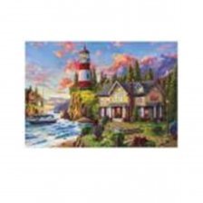 Алмазная мозаика Рыжий кот, на подрамнике, с частичным заполнением, (блест.), 40х50 см, 33 цвета, "Красивый дом у маяка"