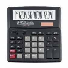 Калькулятор SKAINER 14 разрядов, 156*157*33 мм, черный, "SK-504II"