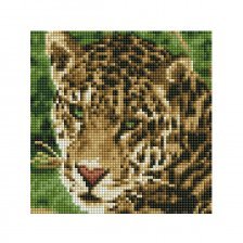 Алмазная мозаика Рыжий кот, с подрамником, с полным заполнением, (матов.), 20х20 см, 15 цветов, "Взгляд леопарда "