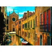 Картина по номерам Рыжий кот, 22х30 см, с акриловыми красками, холст, "Уютный венецианский пейзаж"