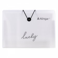 Папка-картотека на пуговице  Alingar, A4, "Lucky", 325х235х20 мм, 500 мкм,13 отделений, наклейки-разделители, прозрачная, матовая, текстура