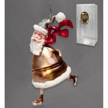Ёлочная игрушка, Darlens, "Дед Мороз на коньках", 10,1х6,8х13,5 см, стекло