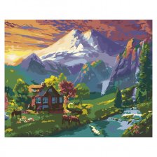 Картина по номерам Рыжий кот, 40х50 см, с акриловыми красками, 30 цветов, холст, "Эльбрус на закате"