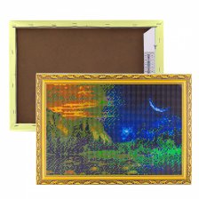 Алмазная мозаика Alingar, на подрамнике,  дизайн рамка, 30х40 см, "Природа утром и вечером"
