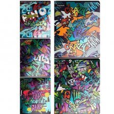 Тетрадь 48л., клетка, Проф-Пресс "Пёстрое граффити", скрепка, мелованная обложка, тиснение хол. фольгой, 5 дизайнов
