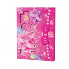 Подарочный блокнот в футляре 16,5 см * 23 см, гребень, Alingar, ламинация, кодовый замочек, клапан, 40 л., линия, "Цветы и бант", розовый