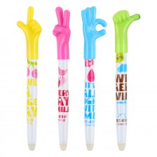 Ручка шариковая пиши-стирай Alingar, "Веселые пальчики", 0,8 мм, синяя, круглый, цветной, пластиковый корпус, карт. уп.