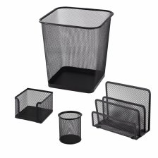 Набор металлических органайзеров, Alingar,  4 шт. в наборе( подставка для бум.блока,стаканчик,.корзина для бумаг,подставка.для бумаг) ,черный цвет