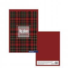 Блокнот 120х170 мм, скрепка, Alingar, мелованный картон, 48 л., клетка, "Шотландка красная"