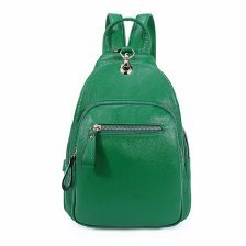 Рюкзак женский 2 отделения, 22х32х12 см, GRIZZLY, экокожа, три кармана, зеленый